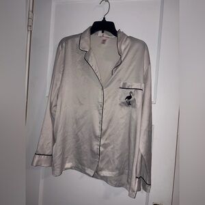 Victoria's Secret Cream Pajama Top with Black Trim